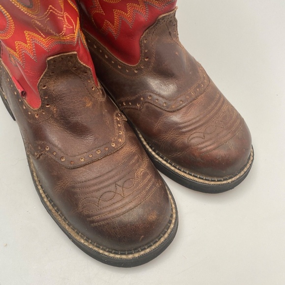 Justin Gypsy Red Cowboy Boots Women Size 10 1/2 B - Round Toe  - L9921 - Picture 6 of 16